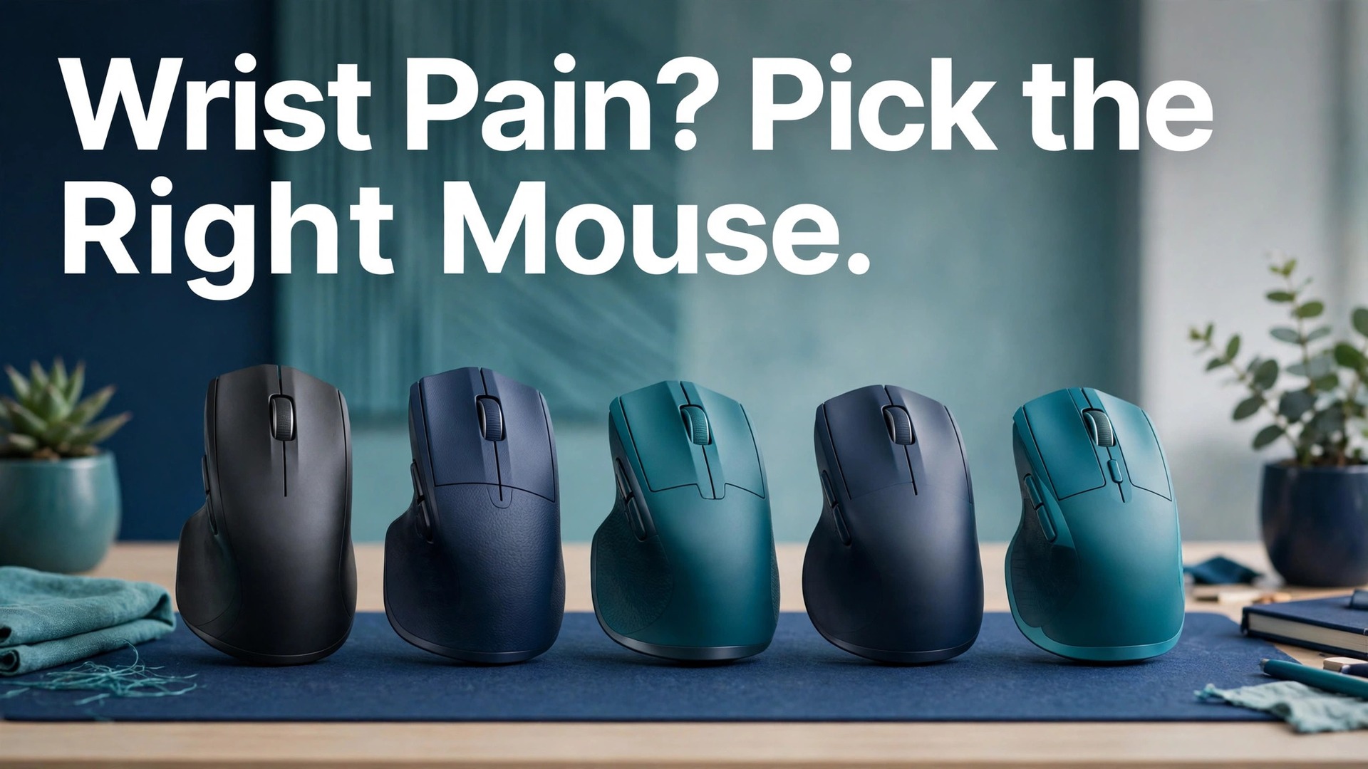 best ergonomic mouse for wrist pain thumbnail showing ergonomic mice for wrist pain and bold title text Wrist Pain? Pick the Right Mouse