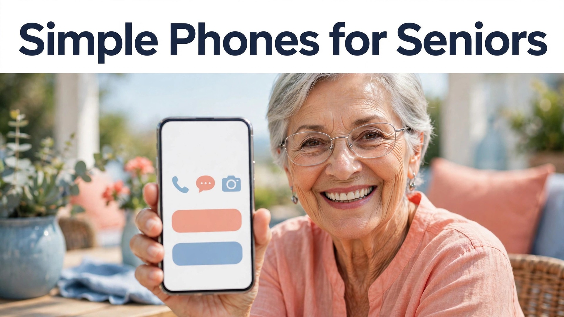 best smartphone for seniors thumbnail showing a senior friendly phone with large icons and bold title text Simple Phones for Seniors