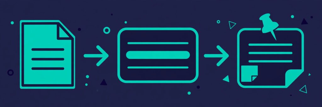 Flat vector illustration of a filing search workflow from document to highlighted passage