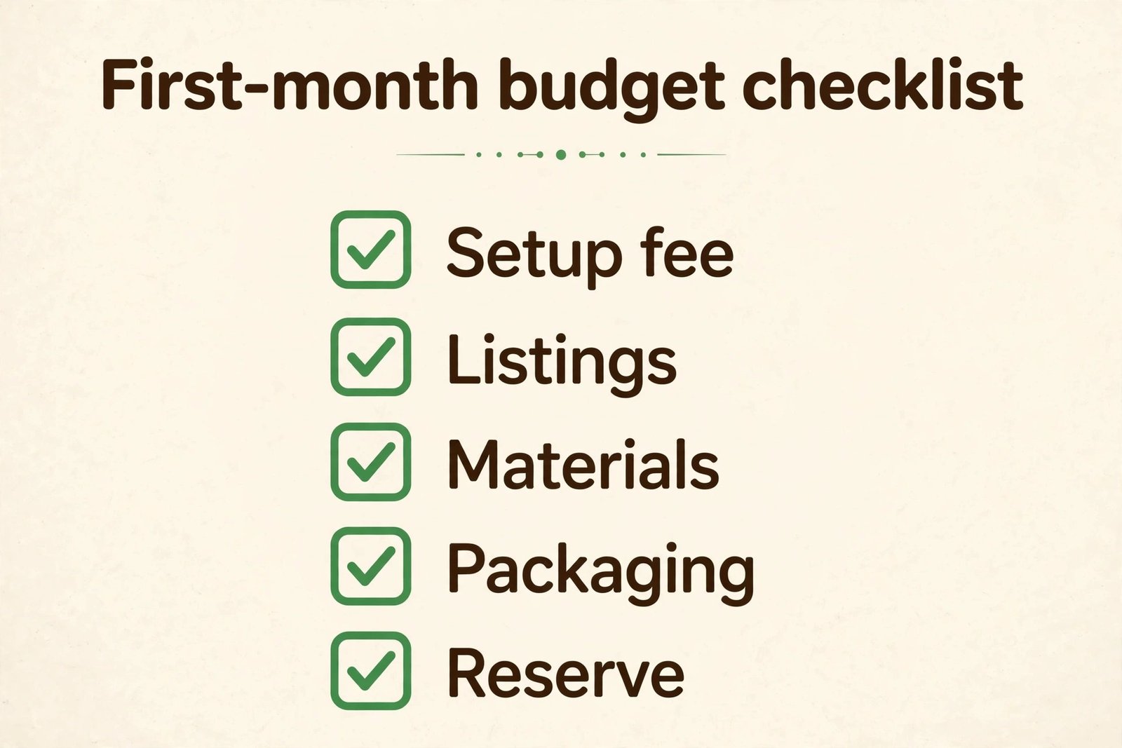 First-month Etsy budget checklist