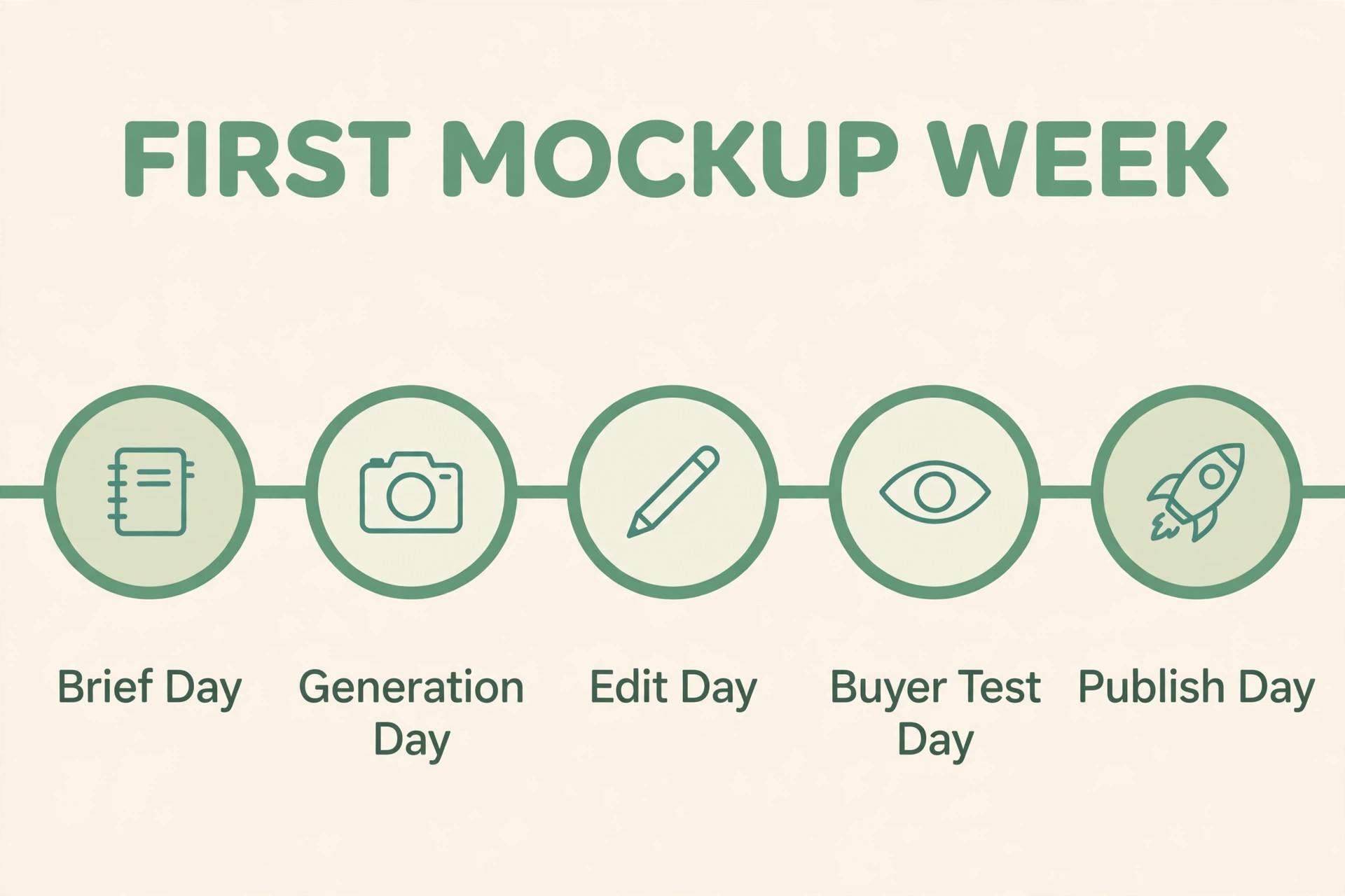 First mockup week timeline from brief to publish