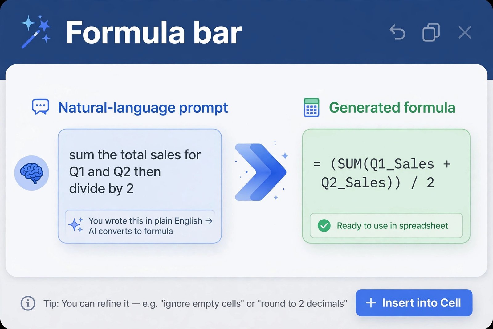 Formula generation with the best AI tools for Excel