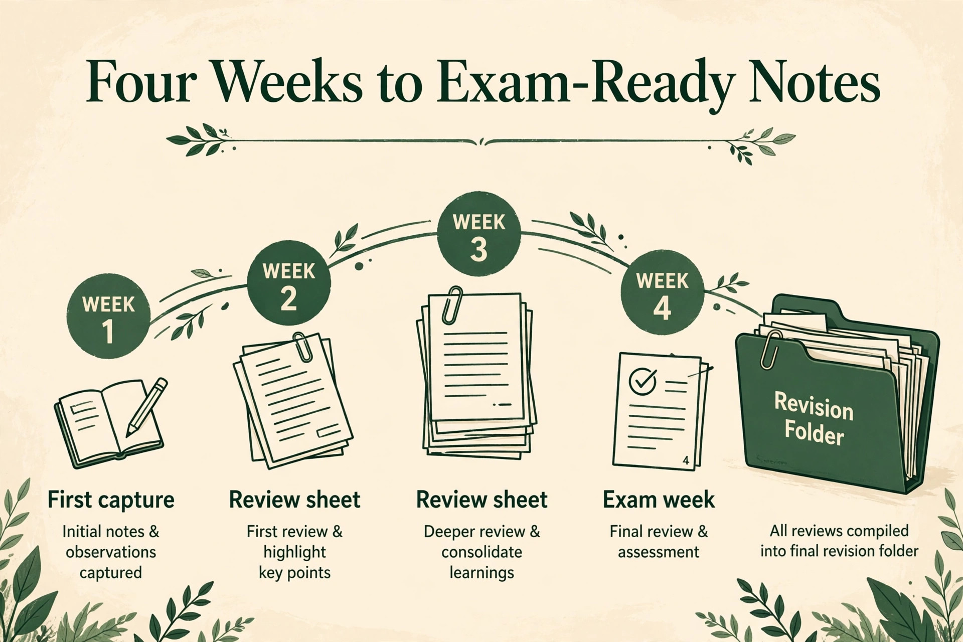 Four week study review timeline on Kindle Scribe
