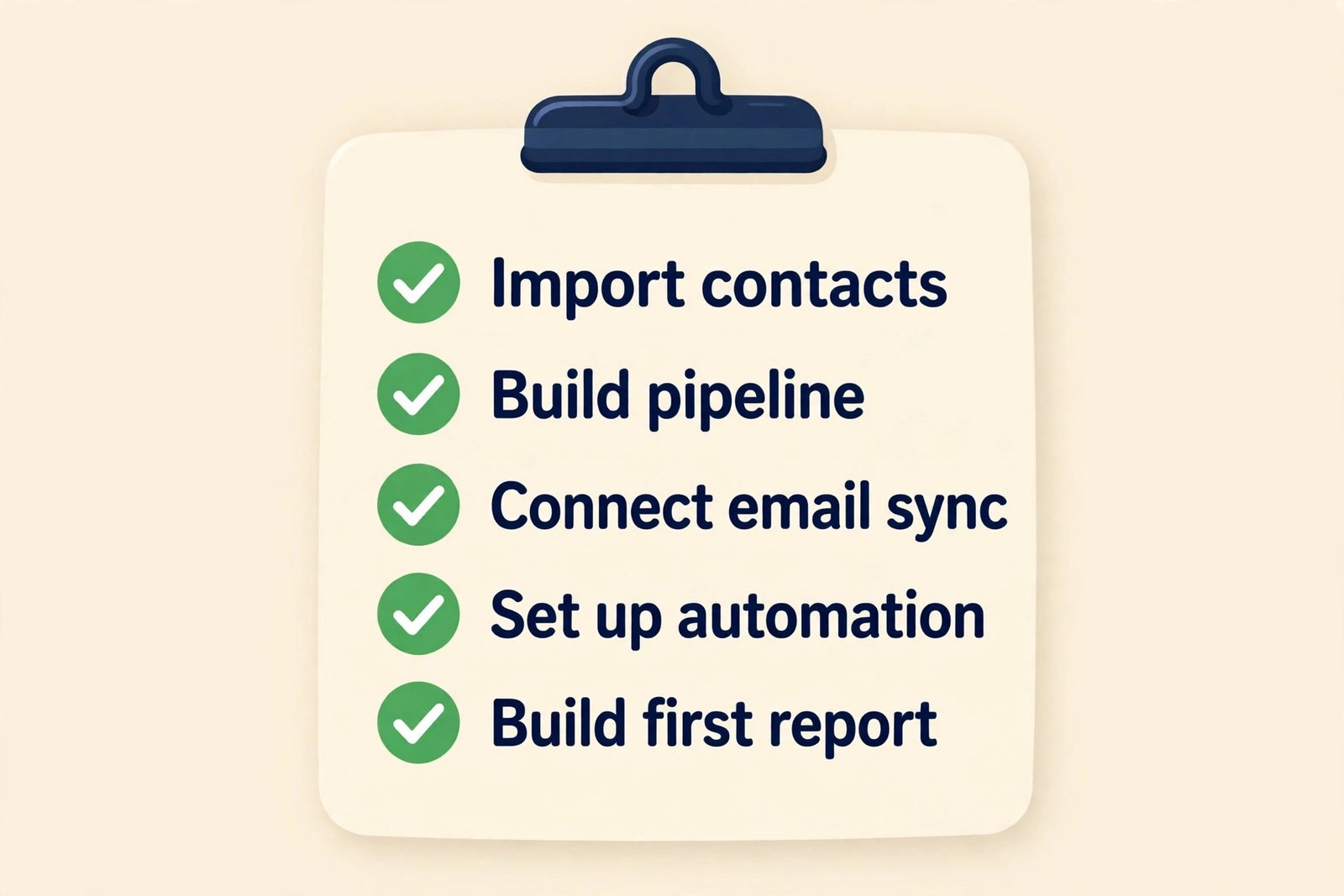 CRM go-live checklist for a three person sales team