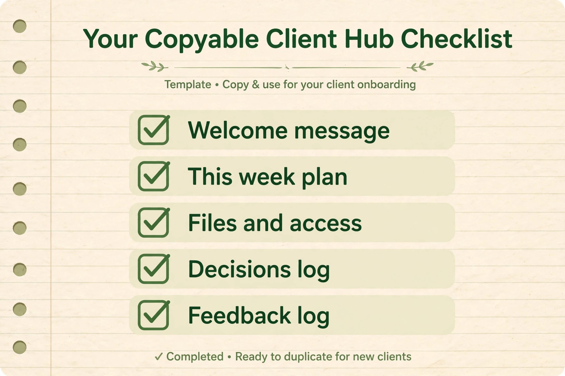 Client onboarding hub checklist template