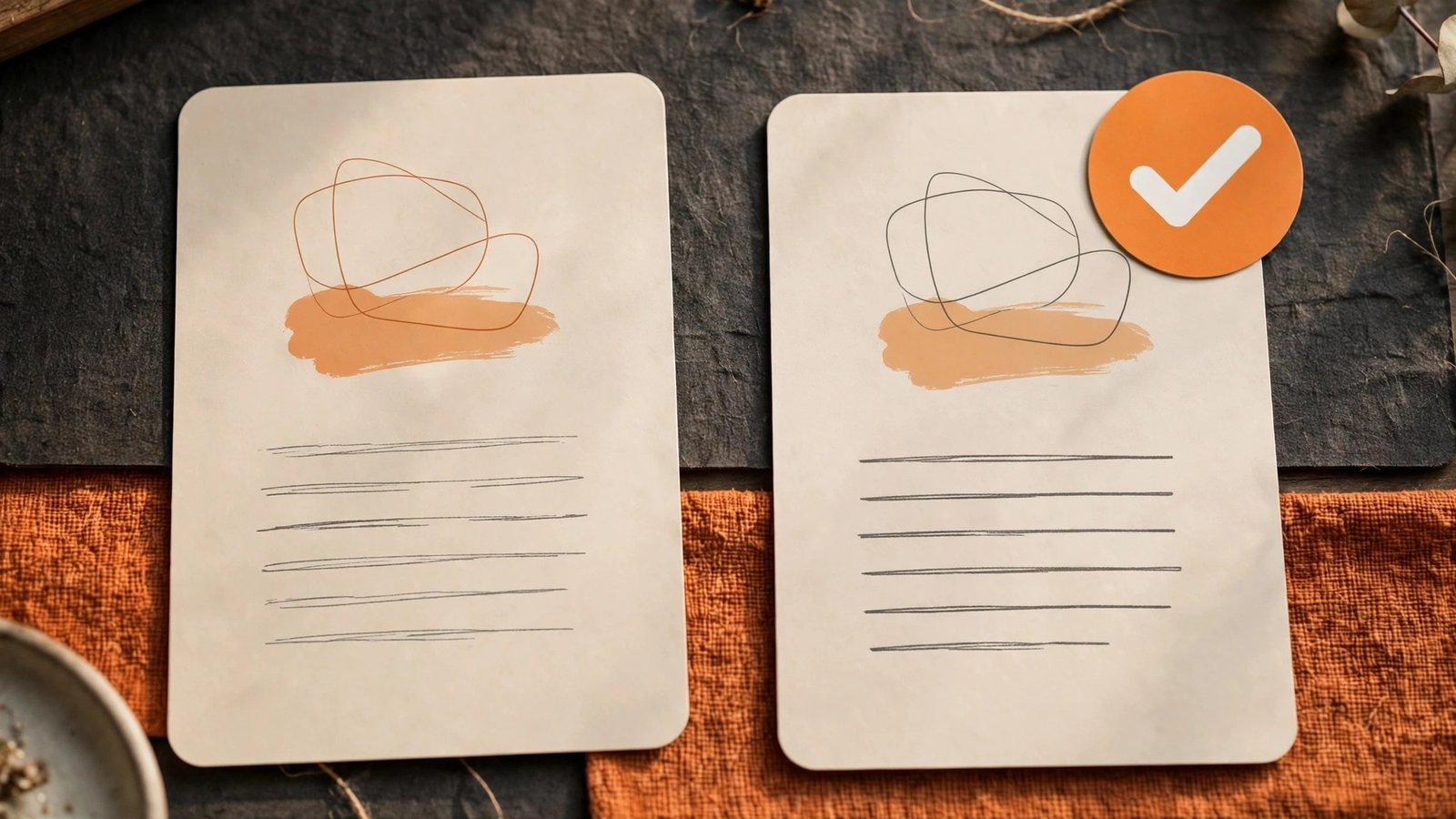 Side by side comparison of two tool options with a choice marker.
