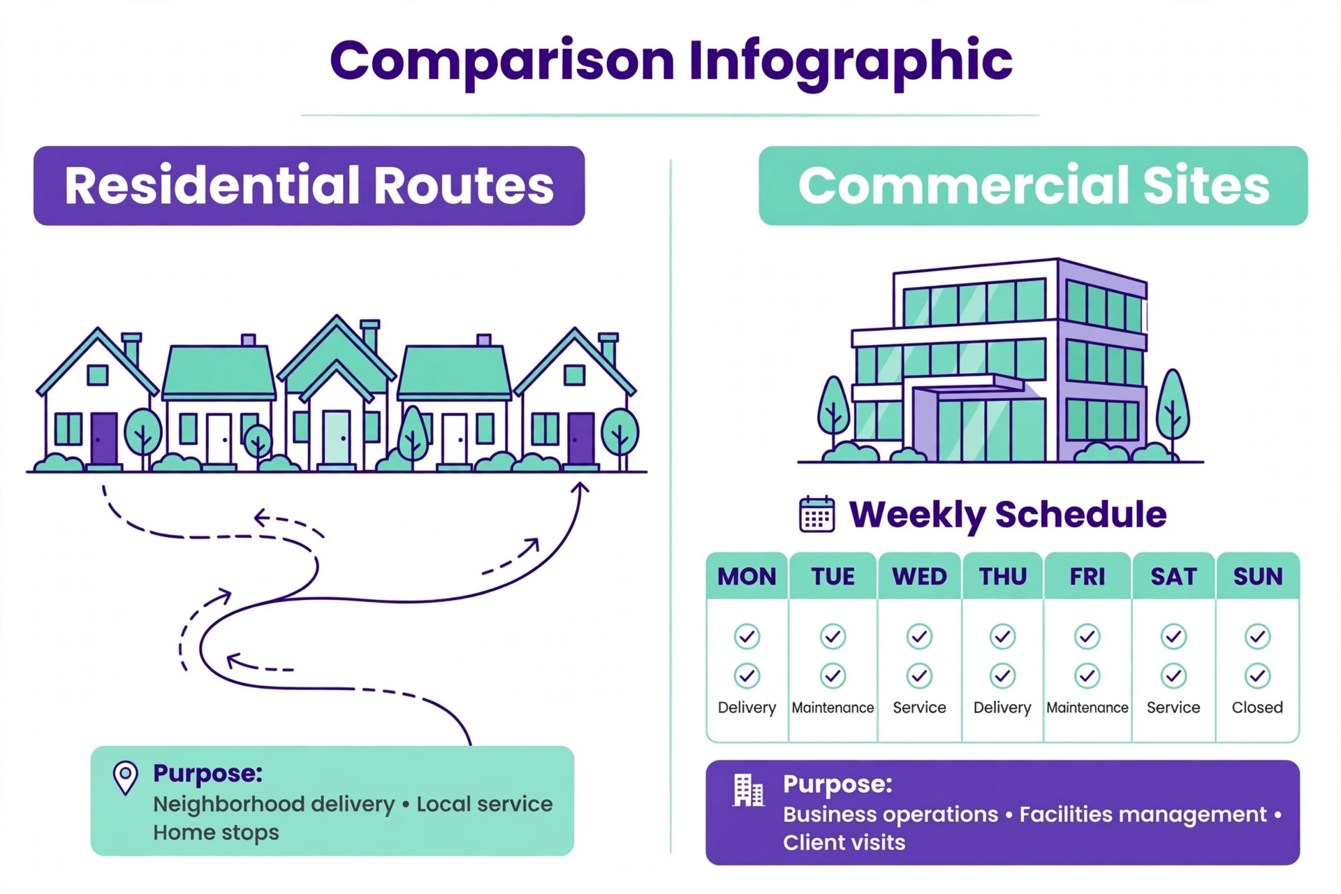Residential and commercial schedule comparison