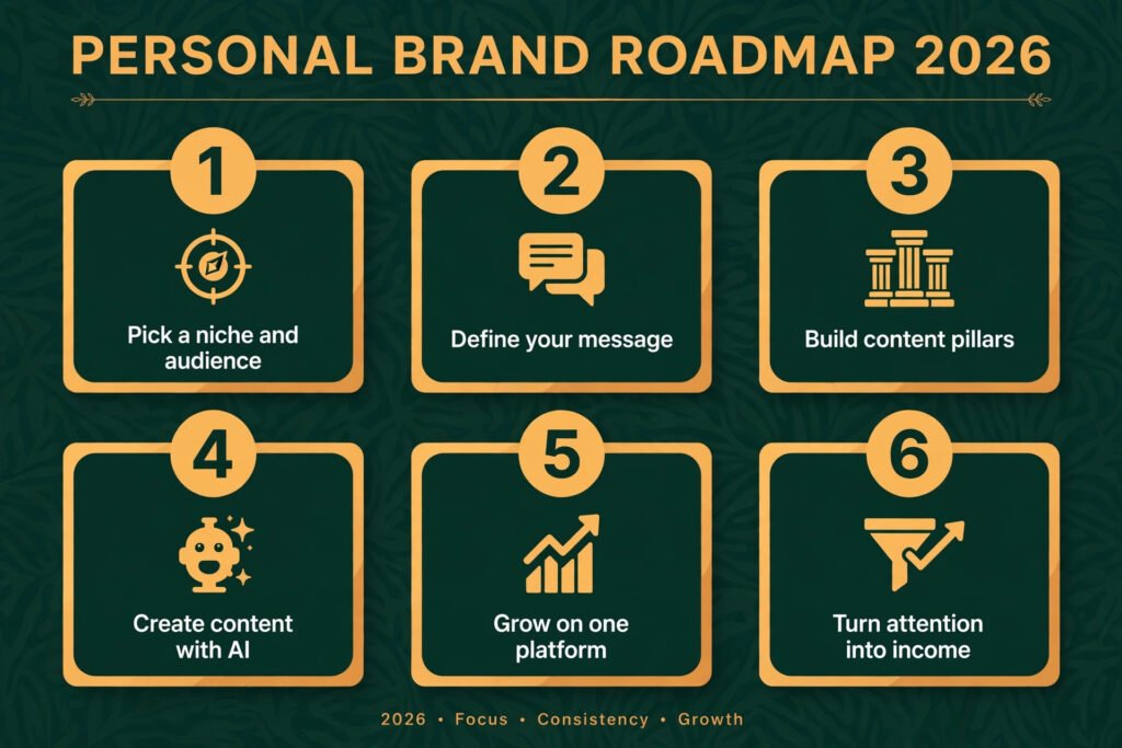 Personal brand roadmap, six steps from niche to income