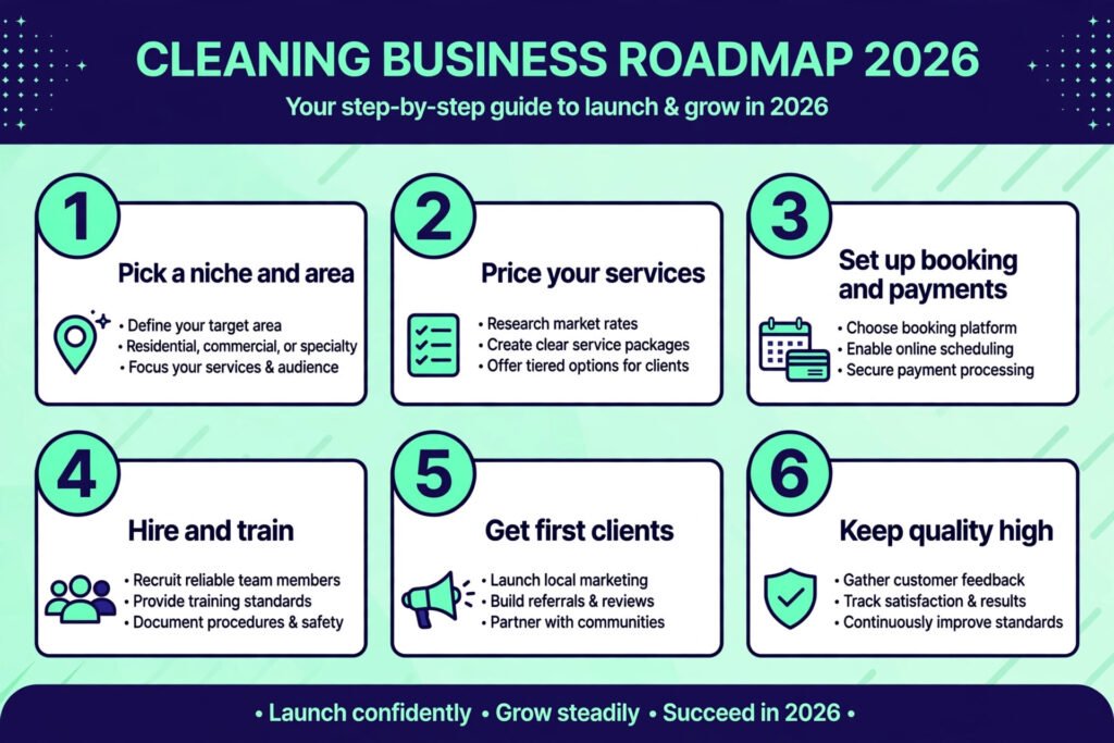 Cleaning business roadmap, six steps from niche to quality