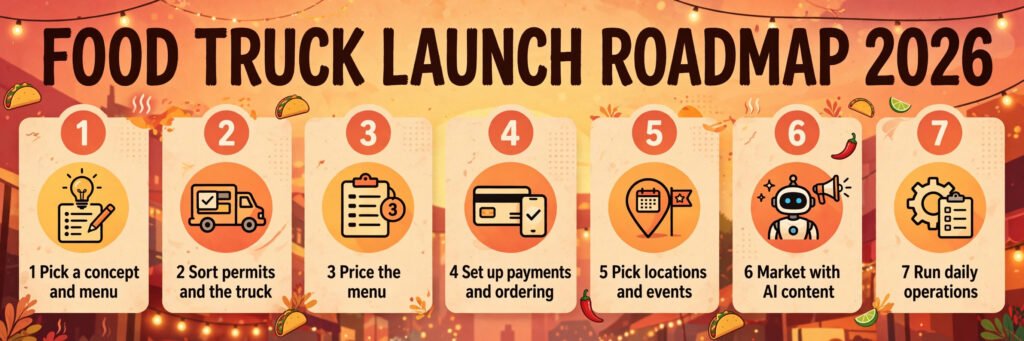 Food truck launch roadmap, from concept to first service