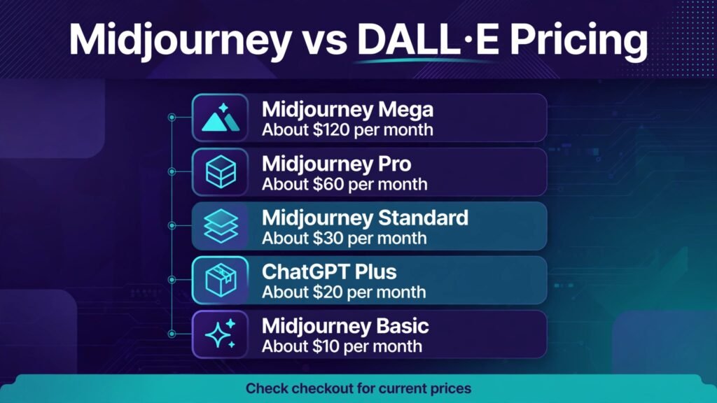 Midjourney vs DALL-E pricing comparison 2026
