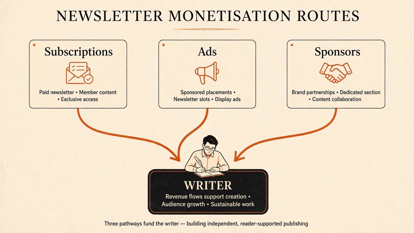 Infographic comparing newsletter monetisation routes