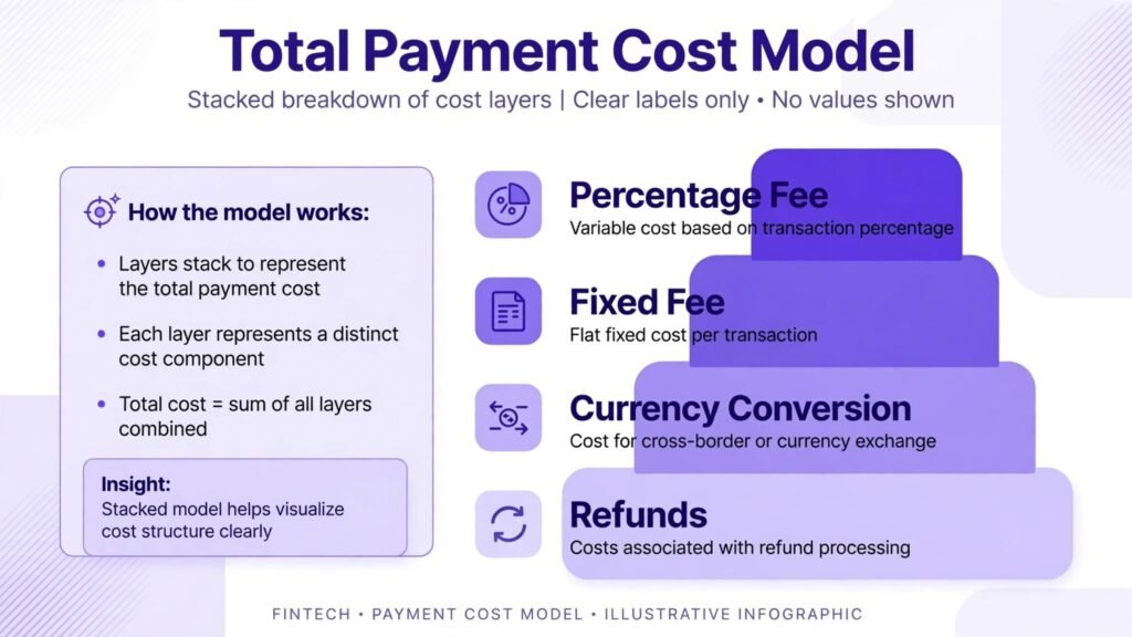 Infographic showing layers of total payment processing cost
