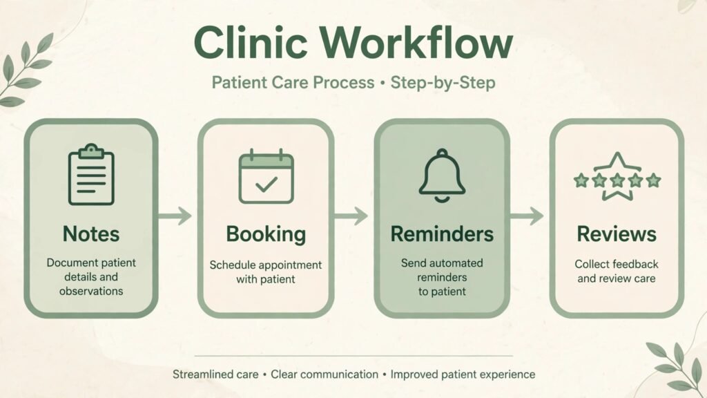 Infographic showing chiropractic clinic workflows improved by AI tools