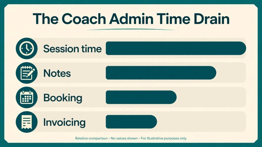 Infographic showing how coaching admin time compares with session time