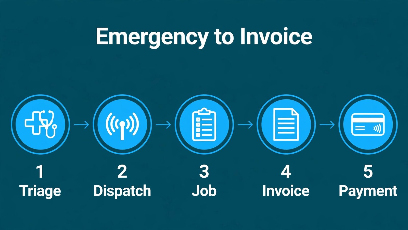 Infographic showing plumbing emergency to invoice workflow