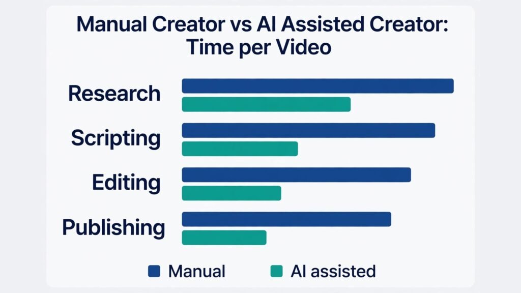 Manual versus AI assisted creator time comparison