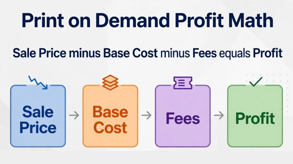 Print on demand profit calculation infographic
