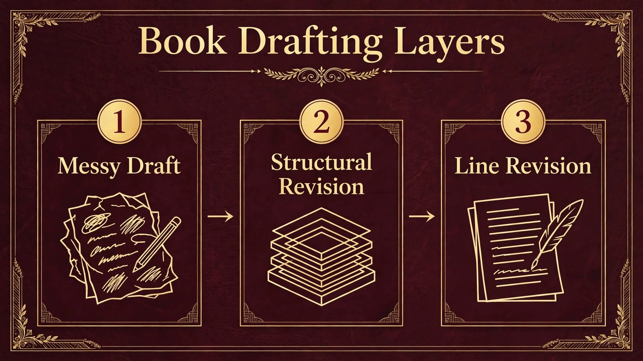 Book drafting in layers infographic
