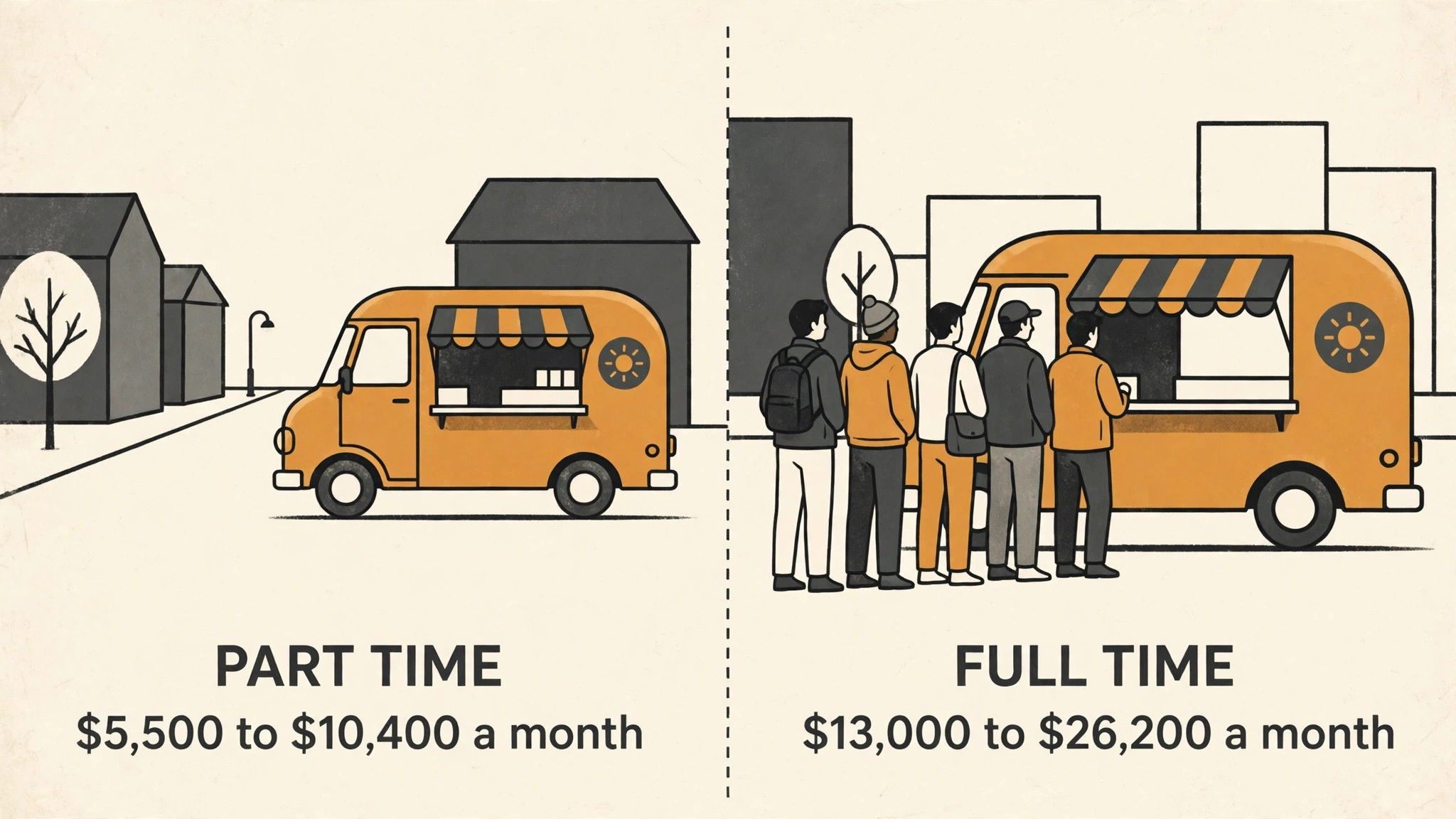 Before and after monthly food truck cost comparison