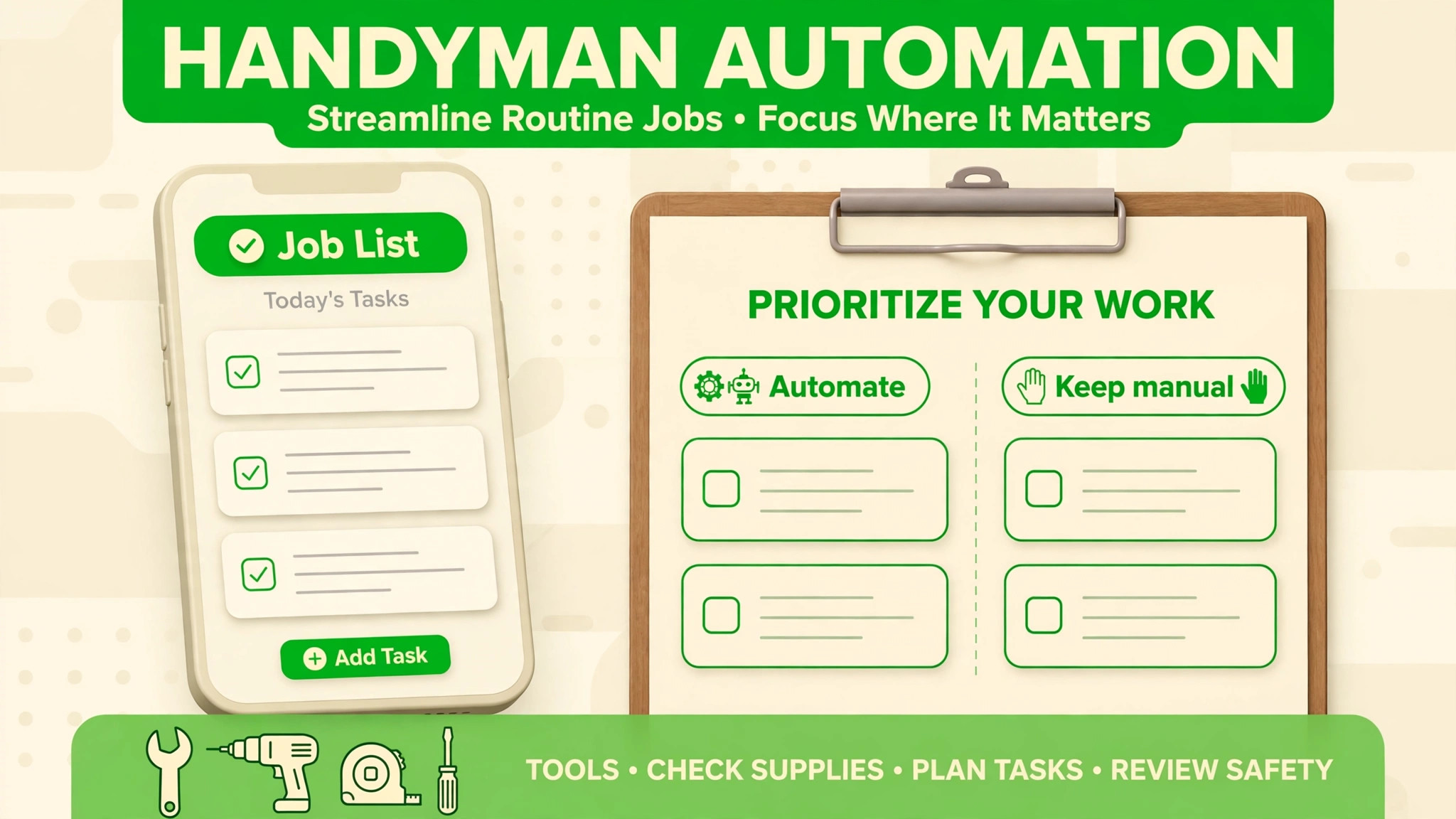 what automation handles and what stays human in a handyman business
