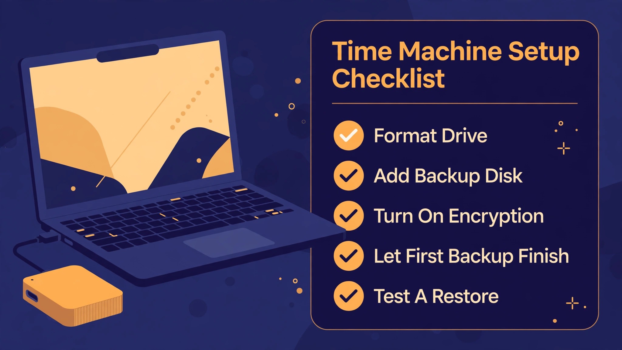 Time Machine setup checklist for external SSD backup