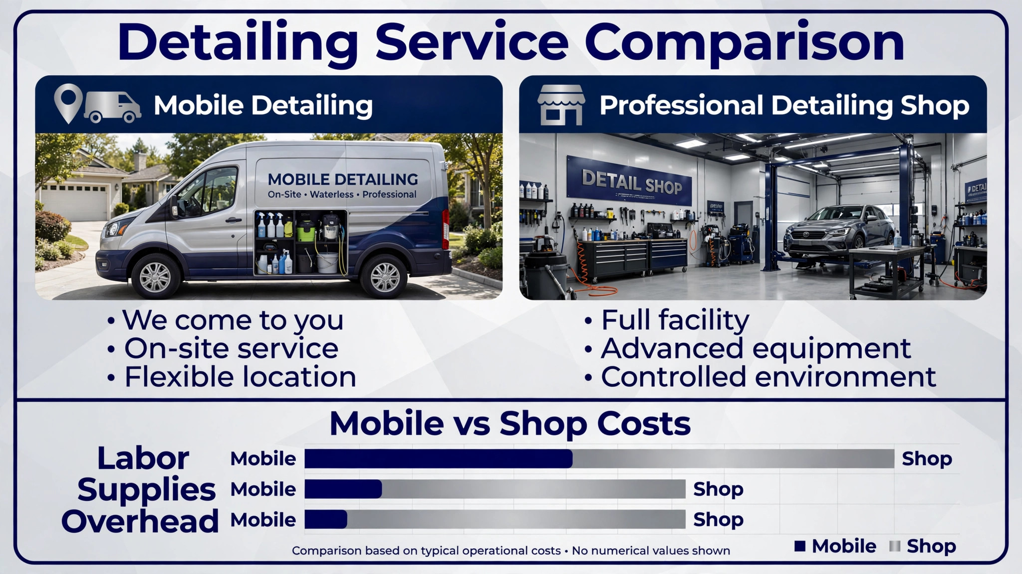 Comparison of mobile and shop detailing costs