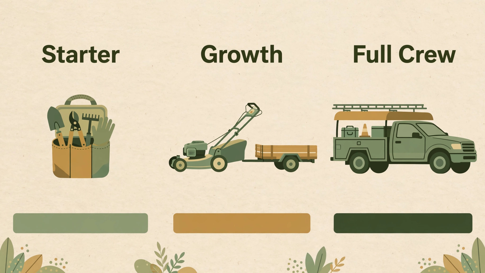Landscaping startup tiers comparison