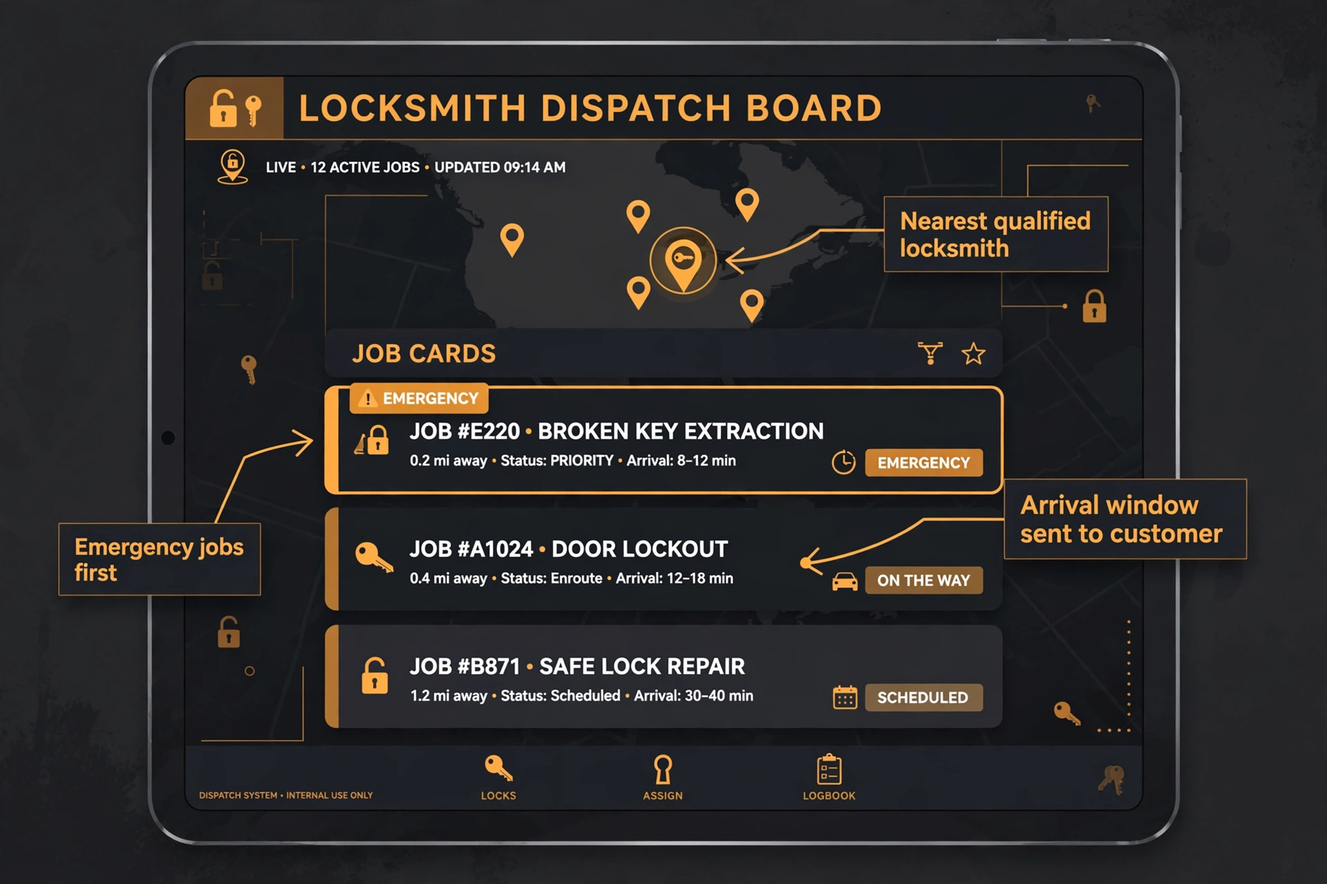 annotated image illustrating a key idea for a locksmith business