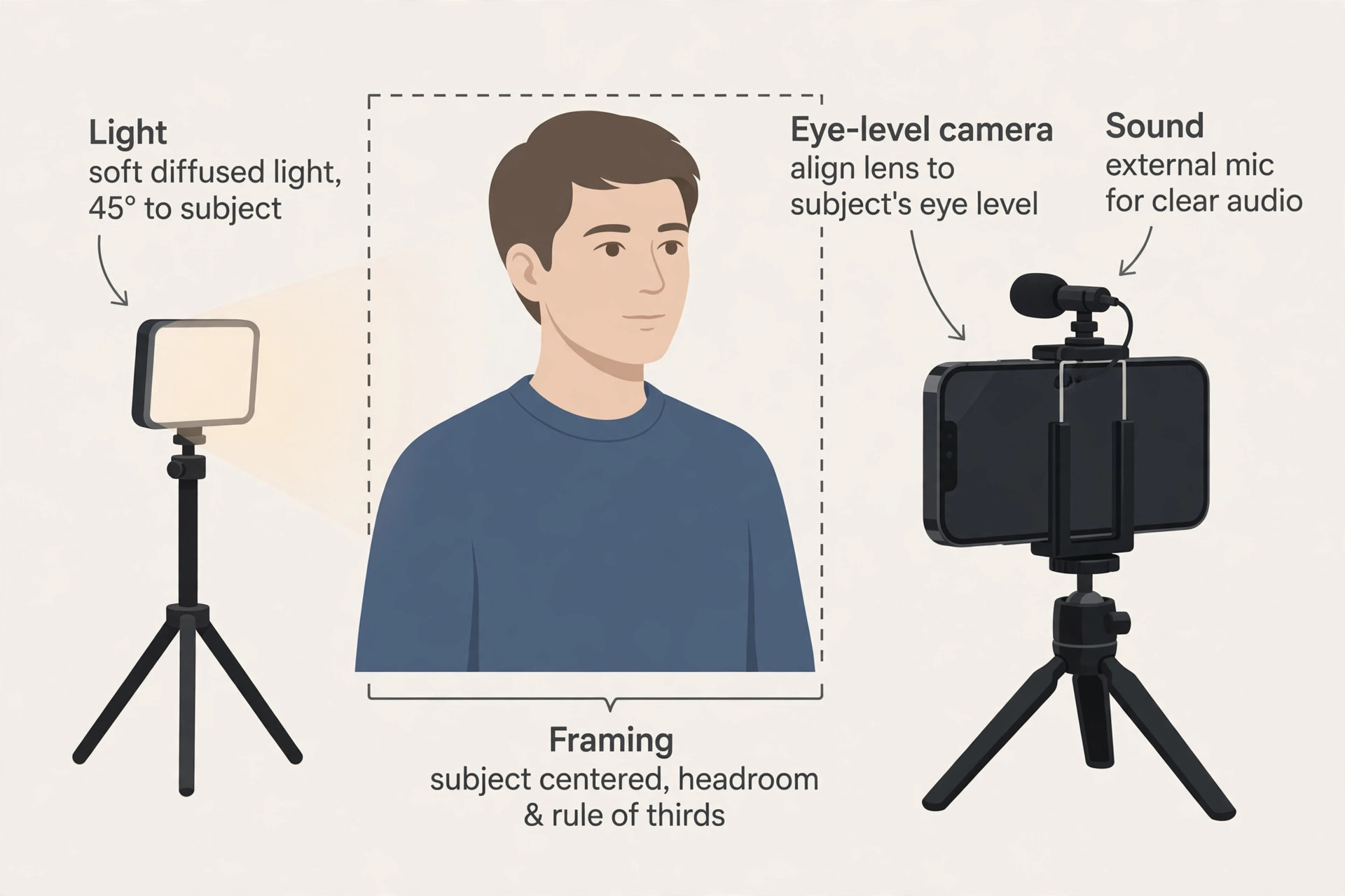 Annotated phone recording brief for video testimonials.