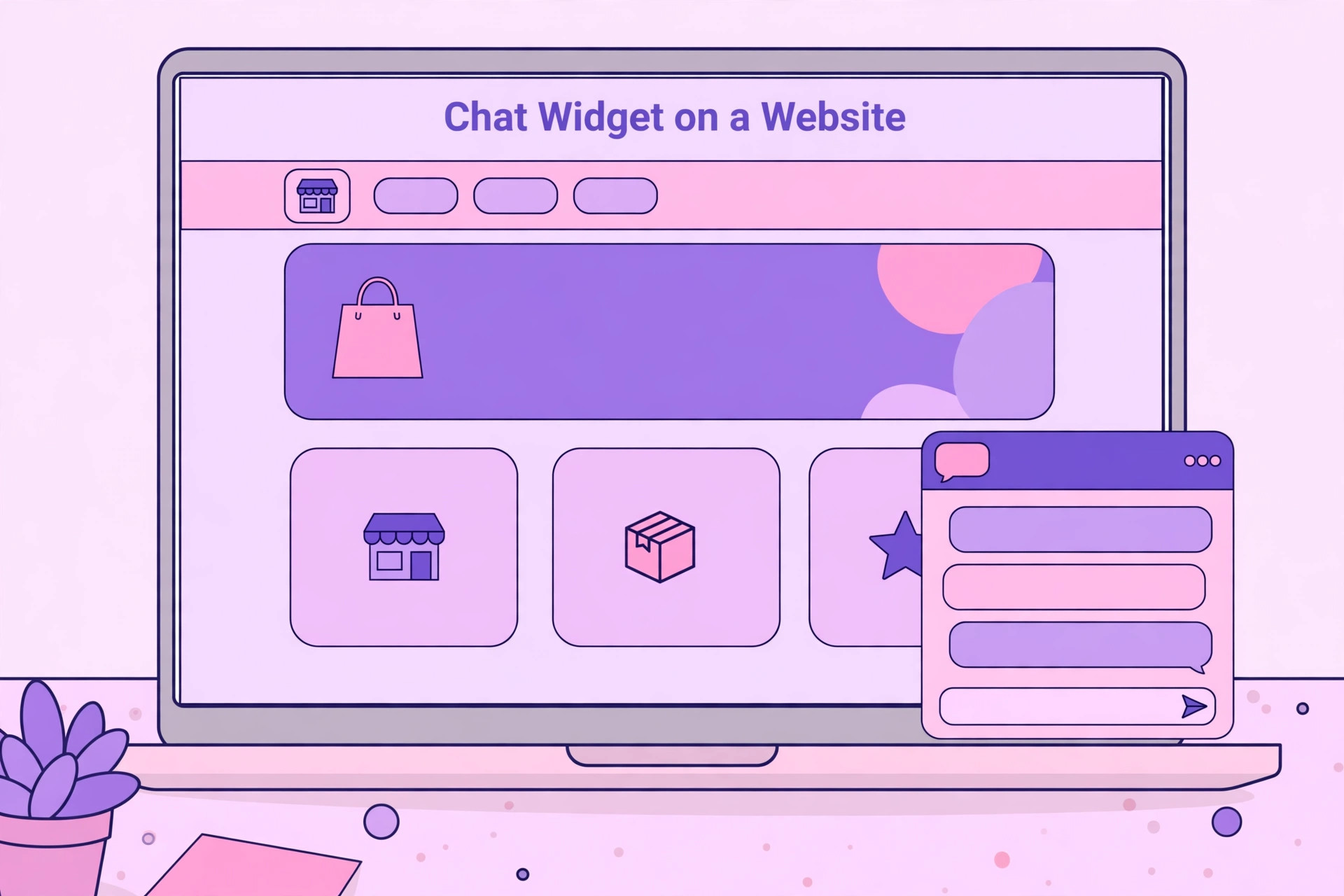 screenshot visual showing a live chat widget on a small business website.