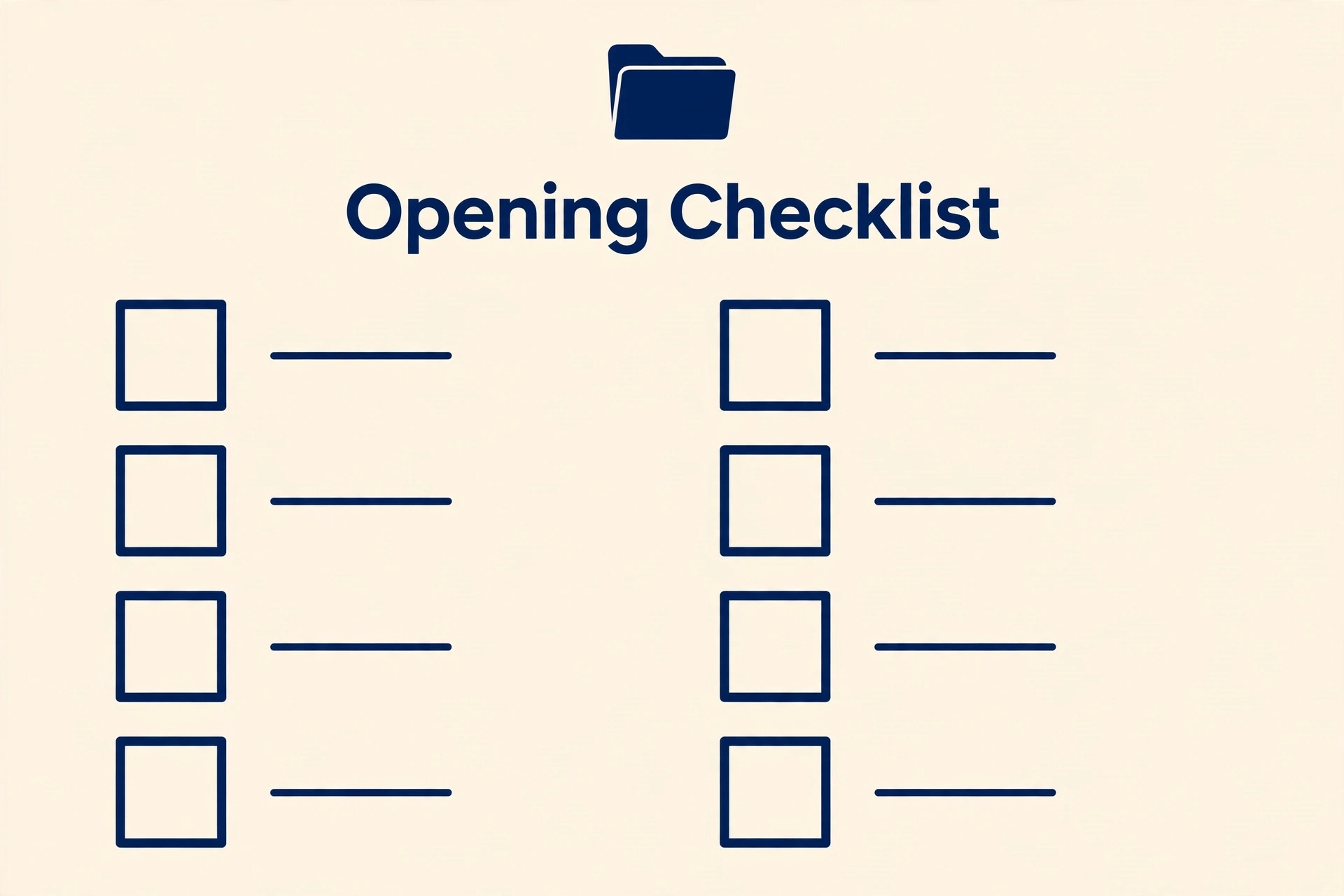 A checklist for opening a business bank account.