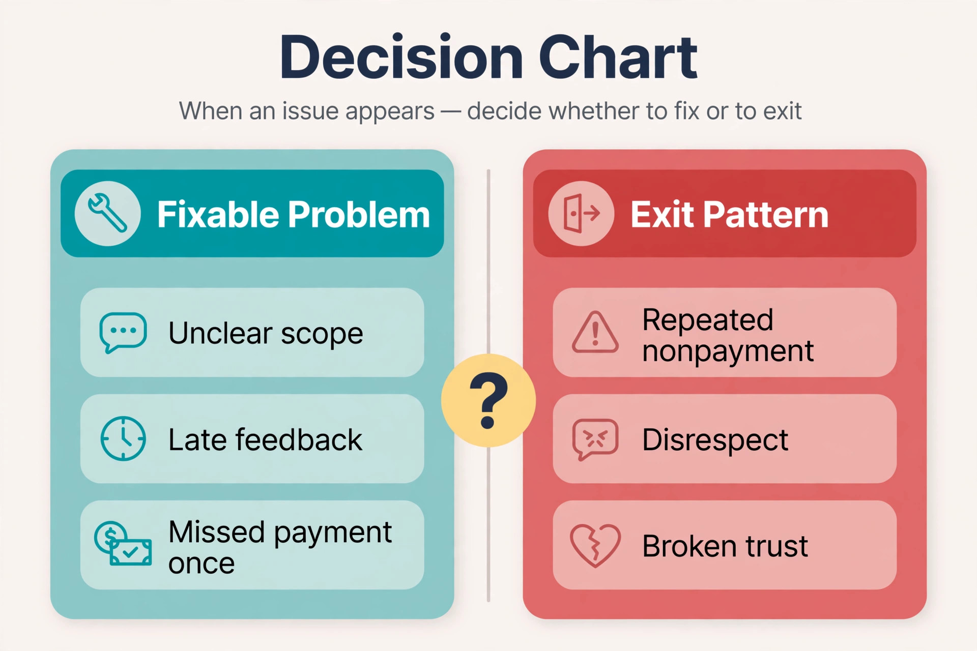 A decision chart for client exit patterns.