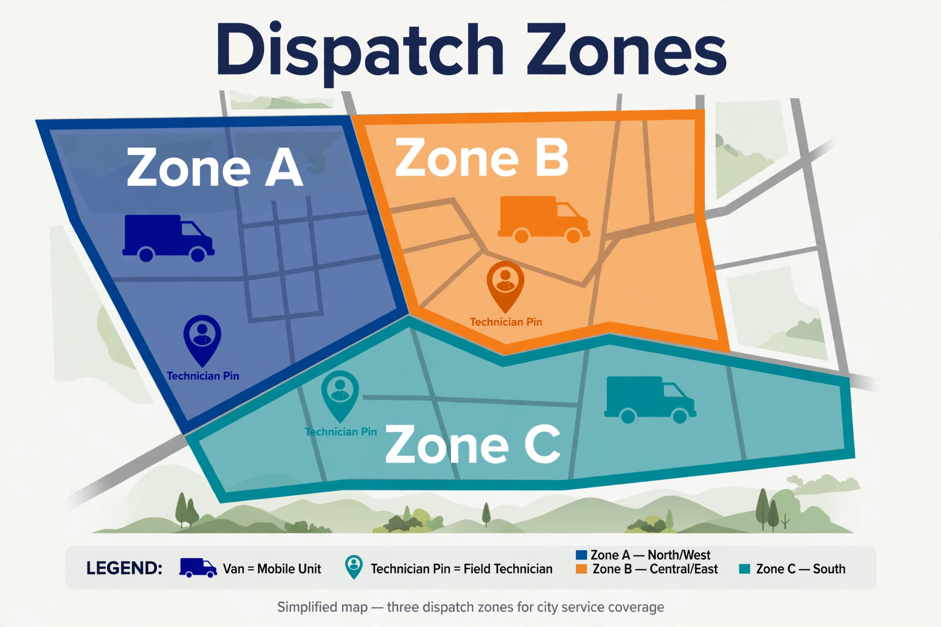 Dispatch zones diagram