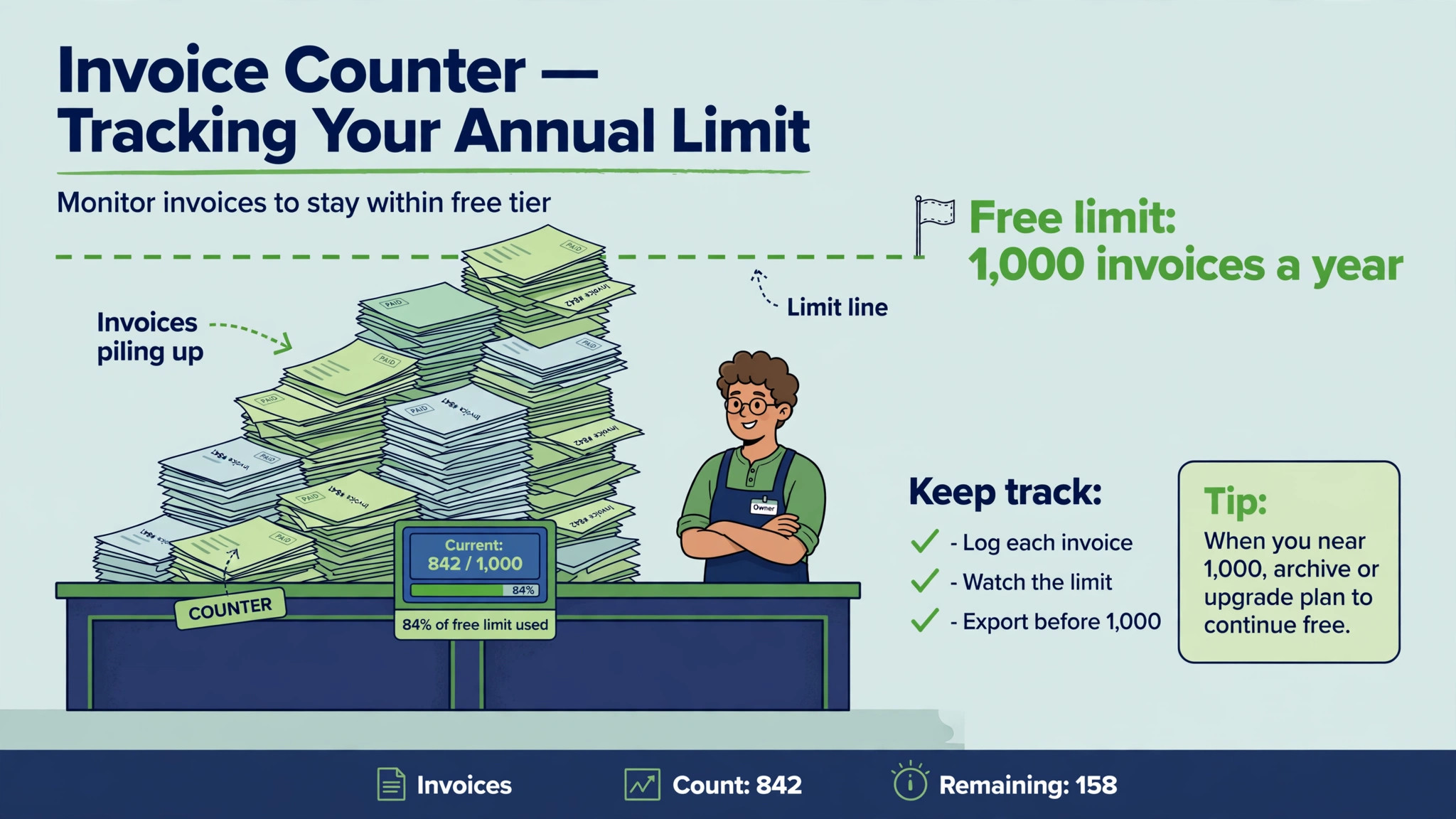annotated example of a solo shop invoice count against the free limit