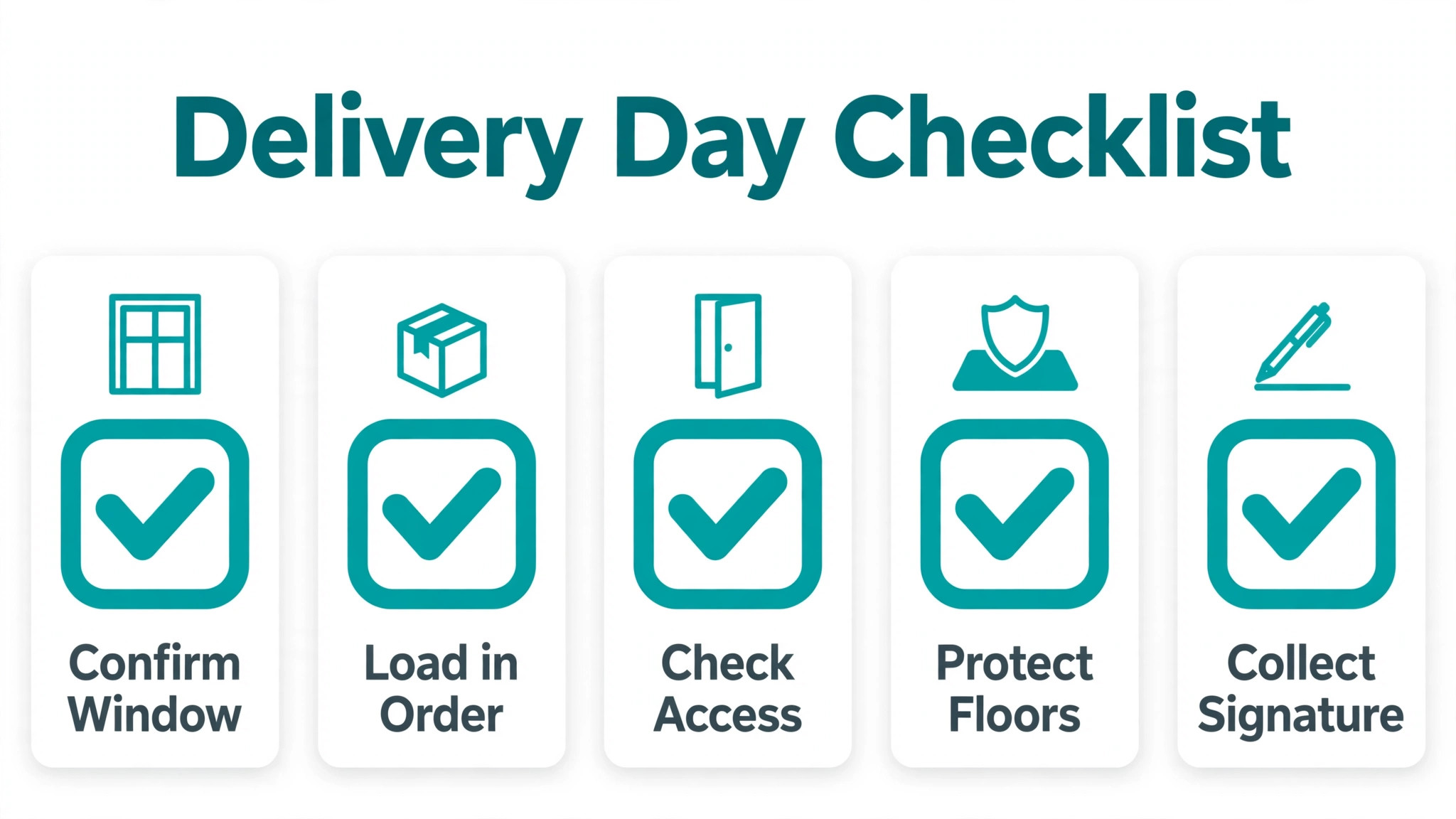 Delivery day checklist graphic.