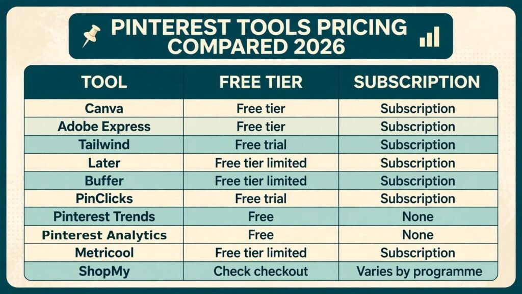 Pinterest tools pricing compared, free options and paid models for 2026