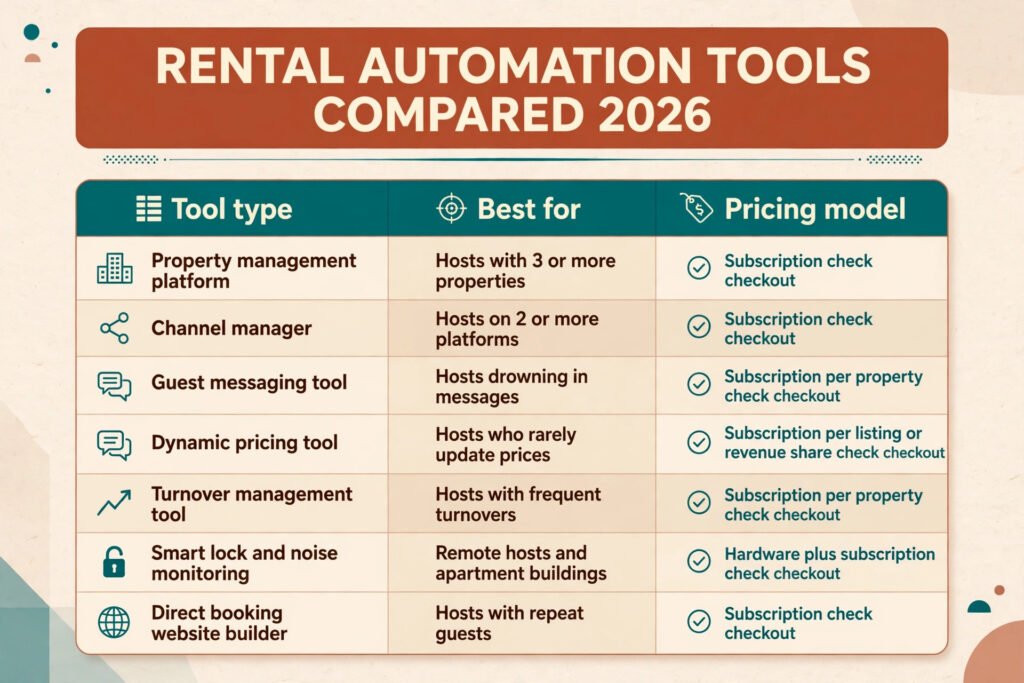 Rental automation tools compared, management, pricing, messaging and turnover tools