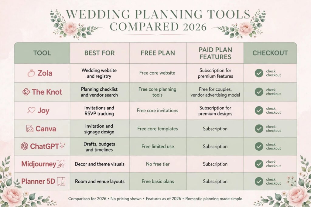 Wedding planning tools compared, planning, design, budgeting and invitations