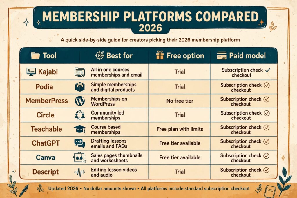 Membership platforms compared for 2026