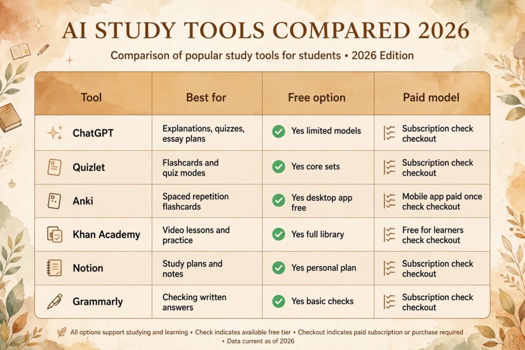 AI study tools compared for exam preparation
