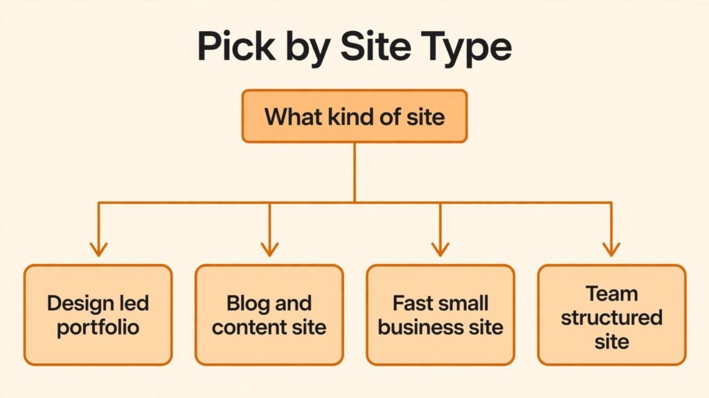 Choose a website builder by site type flowchart
