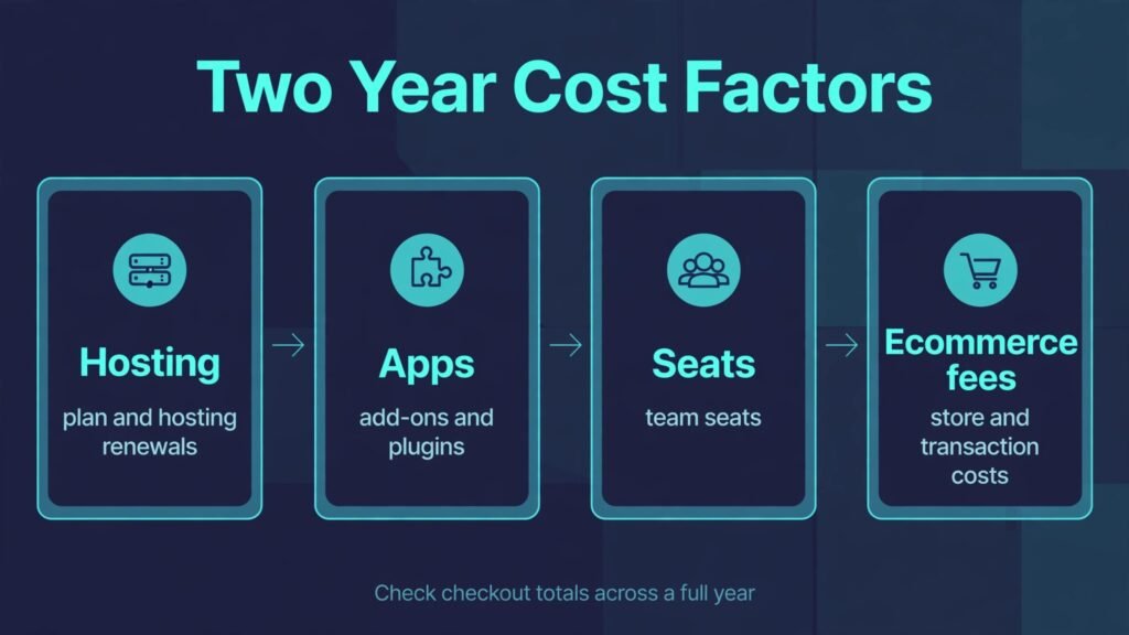 Website builder two year cost factors infographic