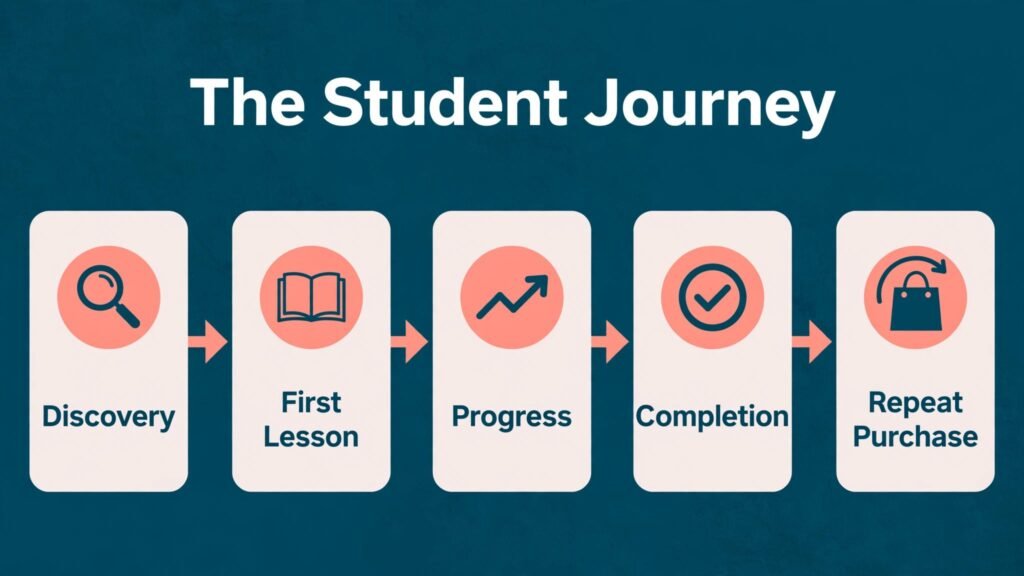 Online course student journey map infographic