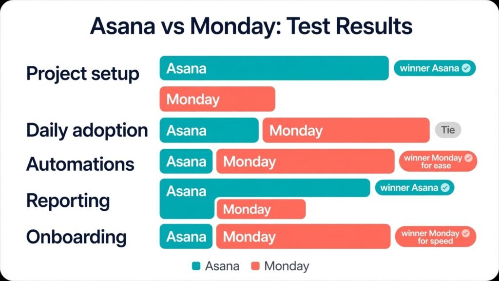 Asana vs Monday test scores chart