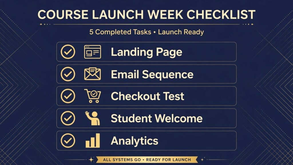 Course launch week checklist infographic