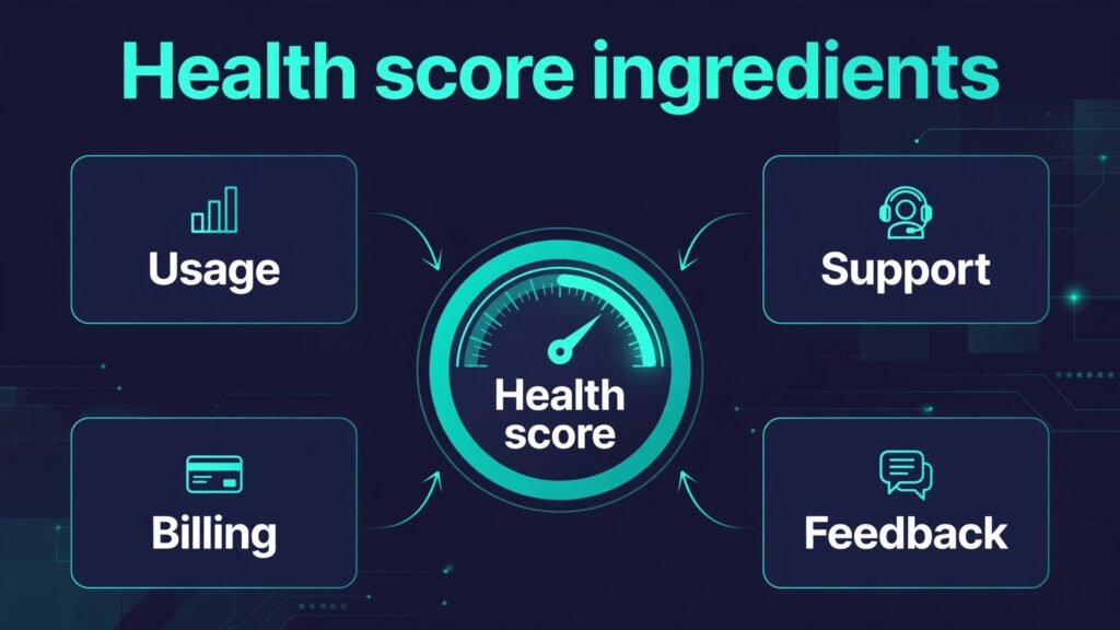 Infographic showing the ingredients of a customer health score