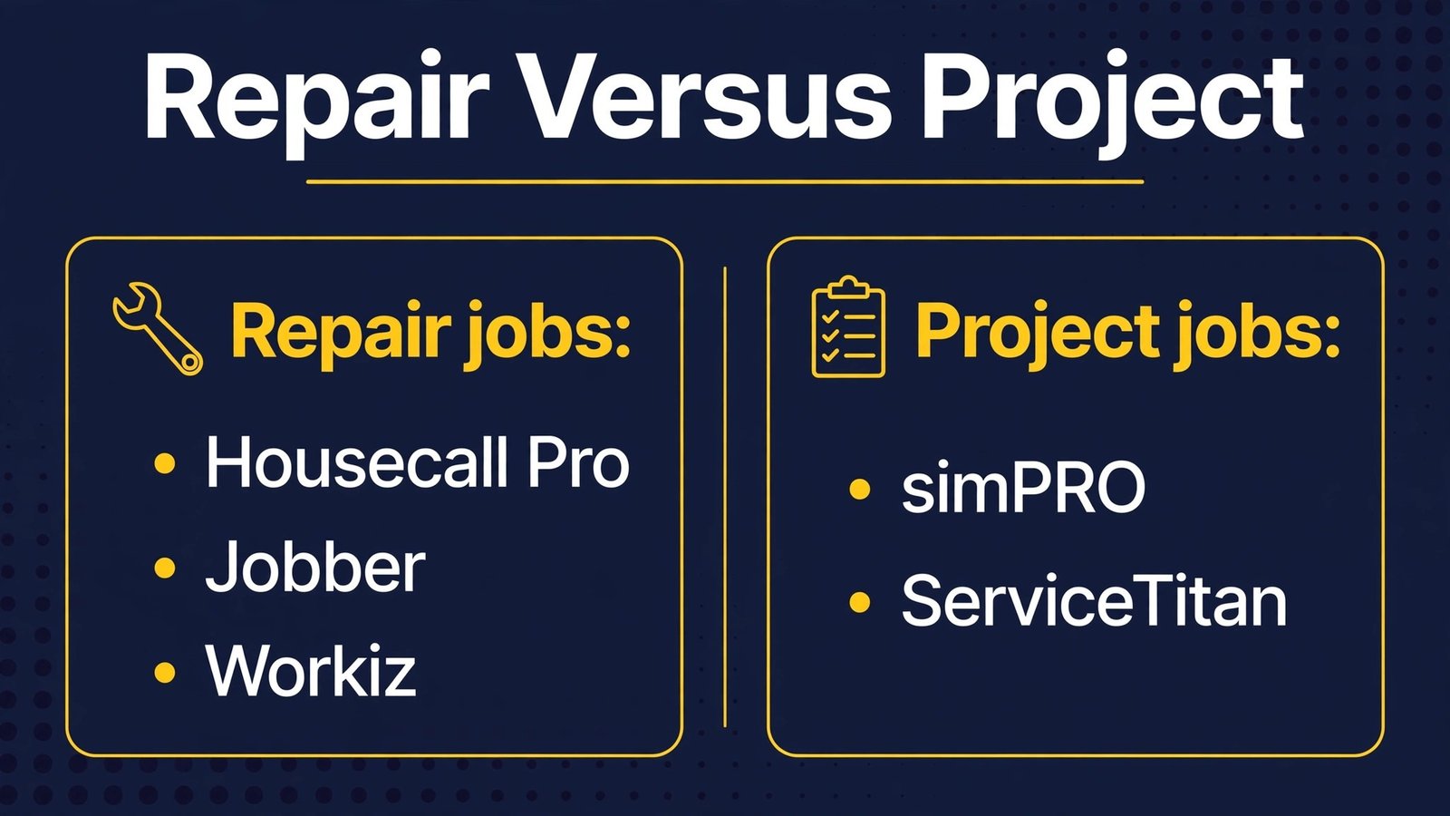 Infographic comparing repair and project tool needs for electricians
