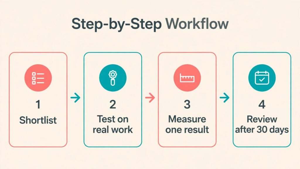 Step by step workflow diagram for testing and choosing a tool in this guide.