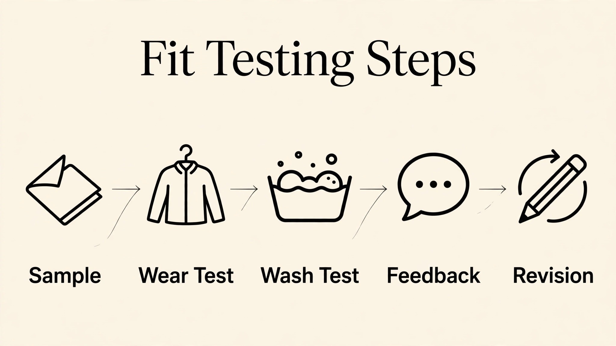 Infographic showing clothing fit testing steps
